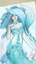 Load image into Gallery viewer, Teal Mermaid - Hand Embellished Signed Print
