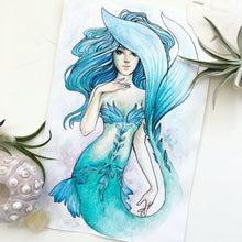 Load image into Gallery viewer, Teal Mermaid - Hand Embellished Signed Print