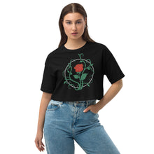 Load image into Gallery viewer, Beauty & the Beast Rose - drop shoulder crop top