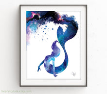 Load image into Gallery viewer, Galaxy Watercolor Mermaid - Signed &amp; Embellished Print
