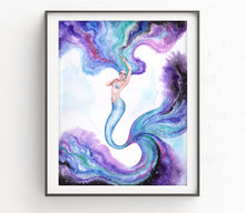 Load image into Gallery viewer, Galaxy Mermaid - Hand Embellished &amp; Signed Print
