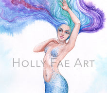 Load image into Gallery viewer, Galaxy Mermaid - Hand Embellished &amp; Signed Print
