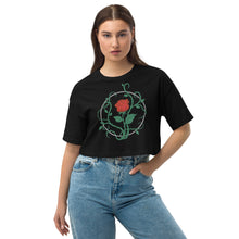 Load image into Gallery viewer, Beauty &amp; the Beast Rose - drop shoulder crop top
