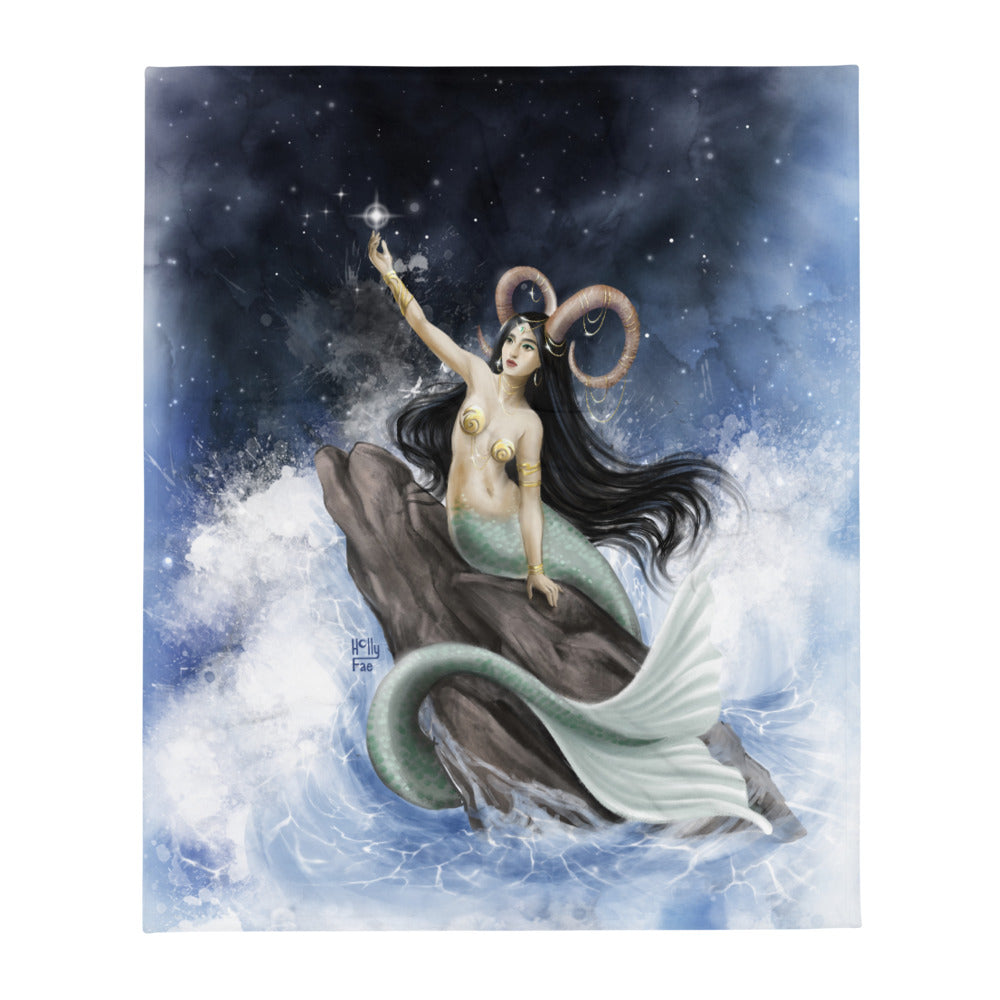 Capricorn Mermaid Throw Blanket