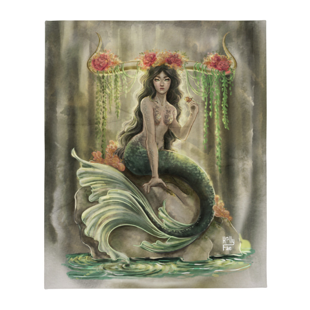 Taurus Mermaid Throw Blanket