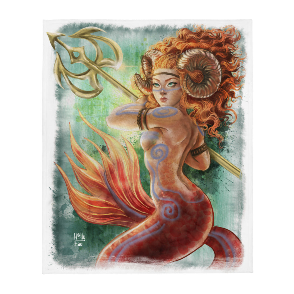 Aries Mermaid Throw Blanket