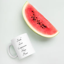 Load image into Gallery viewer, Mary Mug - Faith, Love, Compassion, Peace
